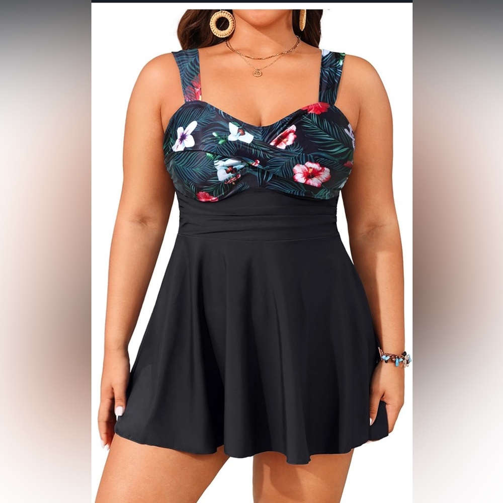 🚘Aqua Eve Tankini Swimsuit Tankini boy shorts flowy swim dress with boy shorts